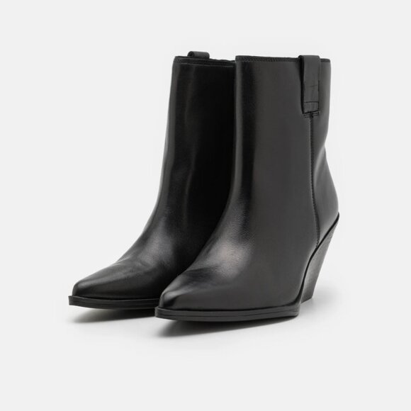 Bronx Black Leather Pointy Toe Zipper Ankle Boots Shoes New NWT Size 39 8 Classy - Picture 2 of 4